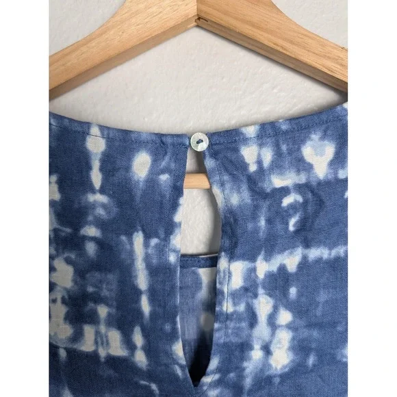 Tahari Dress Womens S Blue Short Tie Dye Sundress A-Line Linen Pockets - Picture 7 of 8